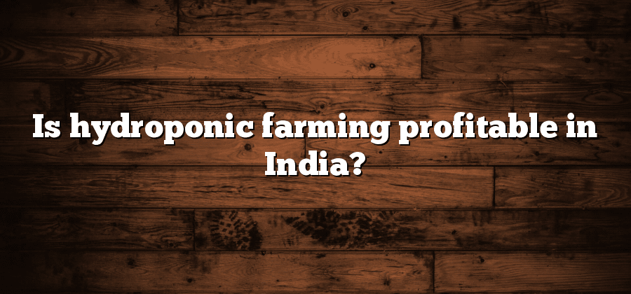 Is hydroponic farming profitable in India?