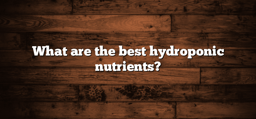 What are the best hydroponic nutrients?