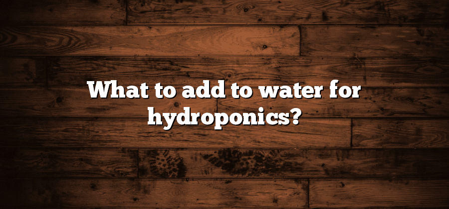 What to add to water for hydroponics?