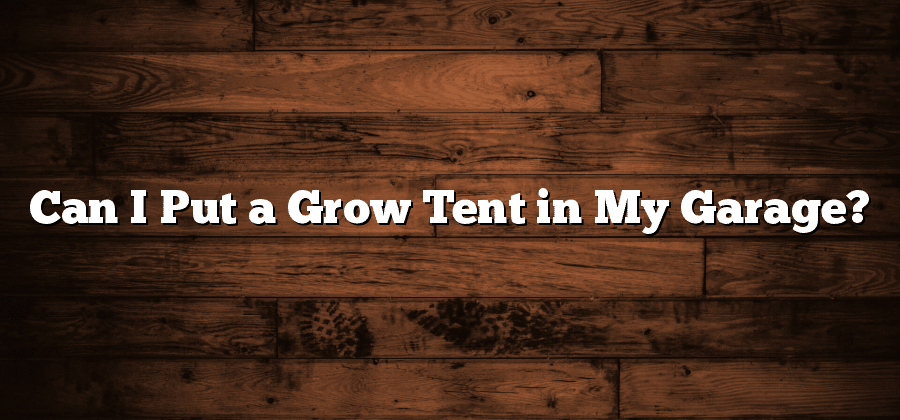 Can I Put a Grow Tent in My Garage?