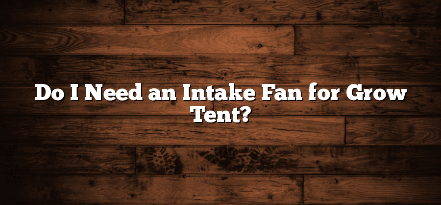 Do I Need an Intake Fan for Grow Tent?