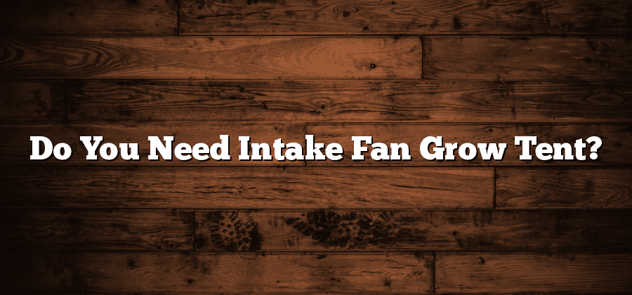 Do You Need Intake Fan Grow Tent?