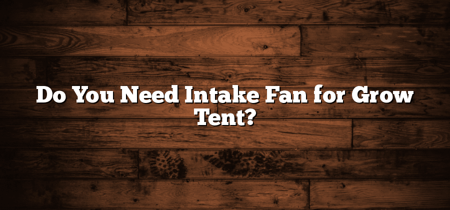 Do You Need Intake Fan for Grow Tent?