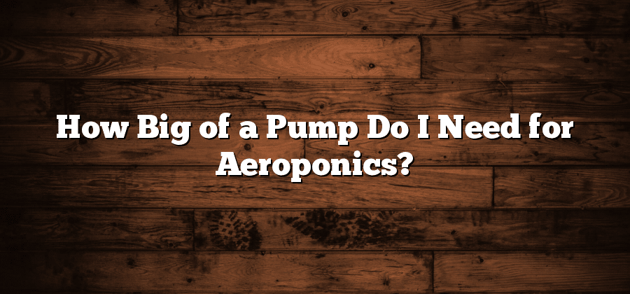 How Big of a Pump Do I Need for Aeroponics?