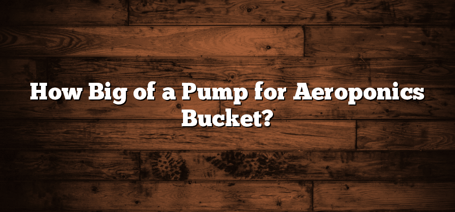 How Big of a Pump for Aeroponics Bucket?