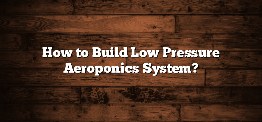 How to Build Low Pressure Aeroponics System?