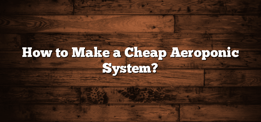 How to Make a Cheap Aeroponic System?