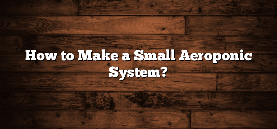 How to Make a Small Aeroponic System?