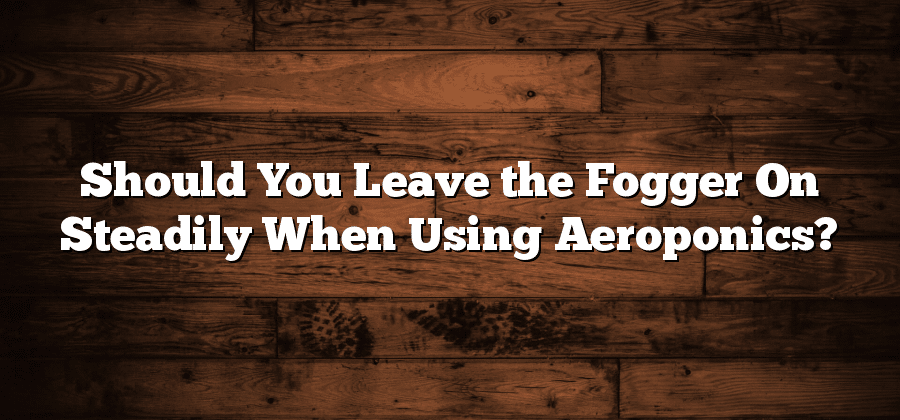 Should You Leave the Fogger On Steadily When Using Aeroponics?