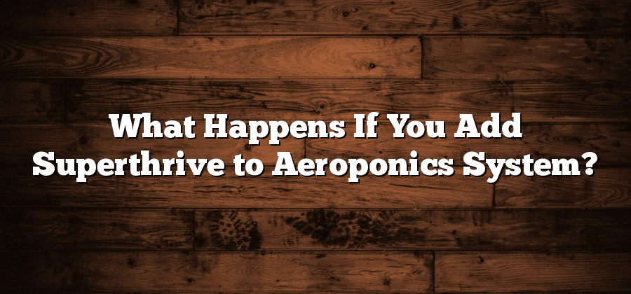 What Happens If You Add Superthrive to Aeroponics System?