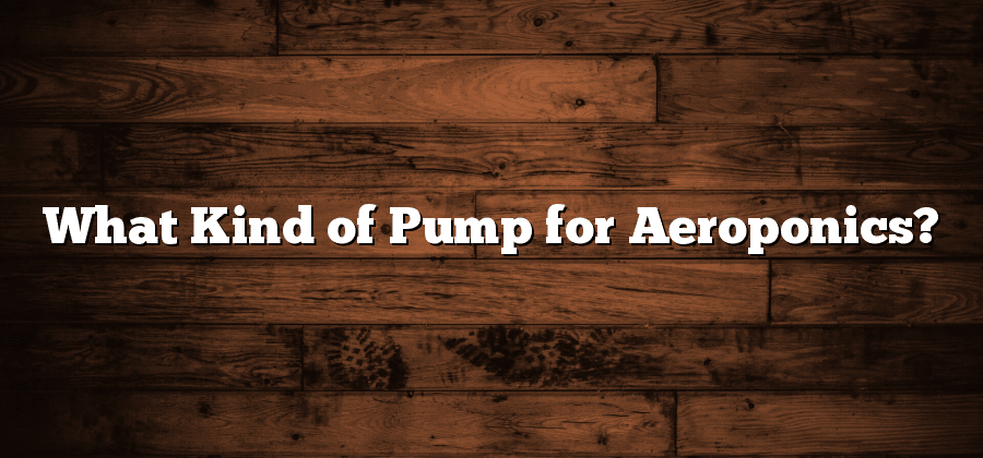 What Kind of Pump for Aeroponics?