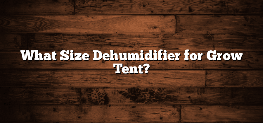 What Size Dehumidifier for Grow Tent?