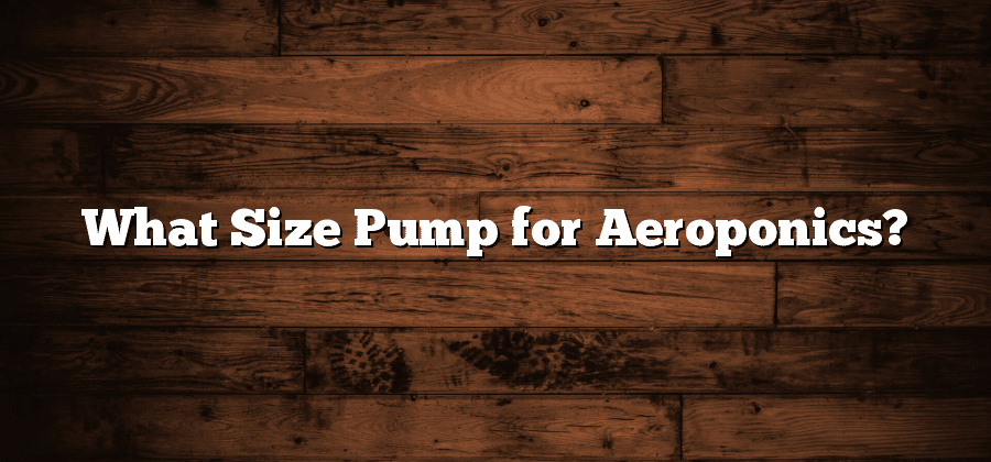 What Size Pump for Aeroponics?
