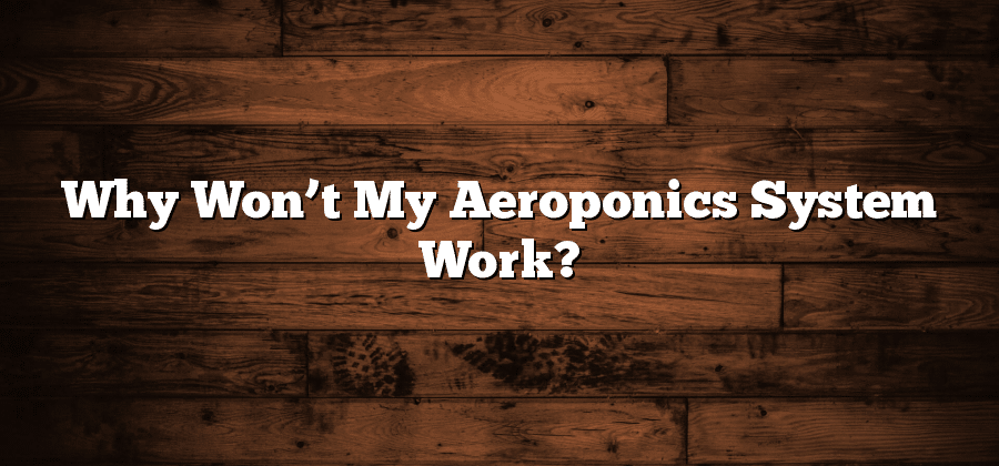 Why Won’t My Aeroponics System Work?