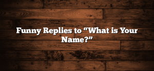 Funny Replies to “What is Your Name?”