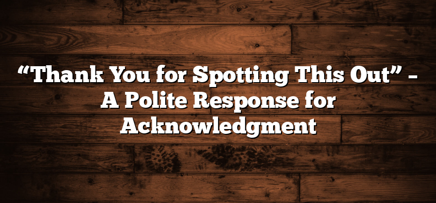 “Thank You for Spotting This Out” – A Polite Response for Acknowledgment